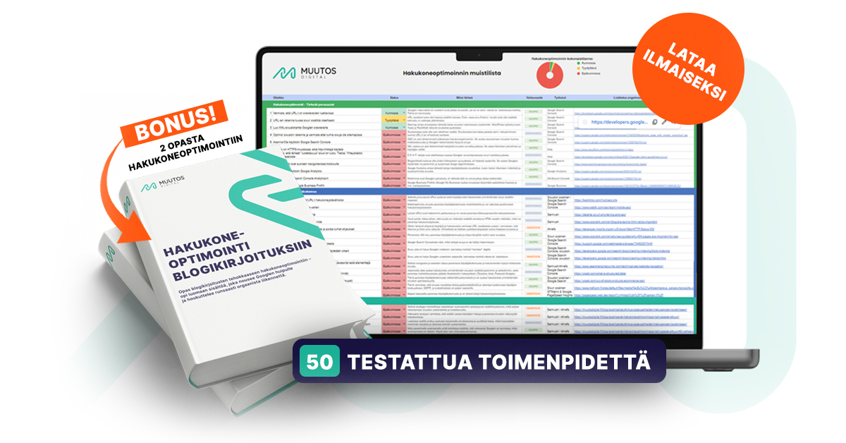 Hakukoneoptimoinninmuistilistabanner | Muutos Digital